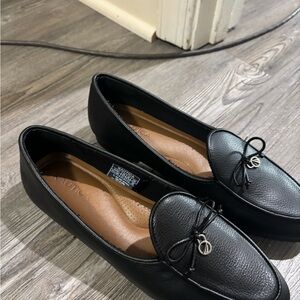 Nautica Black Leather Slip-On Loafers